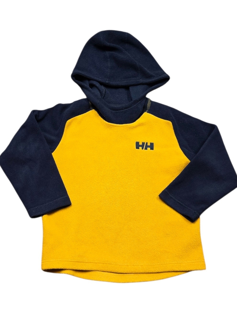 2T Helly Hansen Kids Yellow and Navy Hooded Fleece Pullover